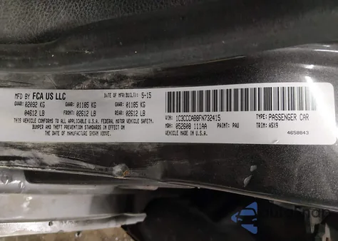 2015 Chrysler 200 Limited z USA, uszkodzony, nr VIN 1C3CCCAB8FN732415